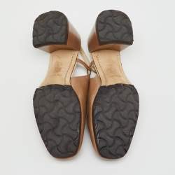 Pre Owned Tory Burch Brown Leather Georgia Slingback Block Heel Pumps Size 37