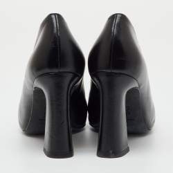 Pre Owned Tory Burch Black Leather Jessa Block Heel Pumps Size 37