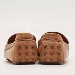 Pre Owned Tory Burch Brown Leather Kira Slip On Loafers Size 37