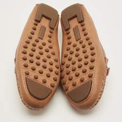 Pre Owned Tory Burch Brown Leather Kira Slip On Loafers Size 37