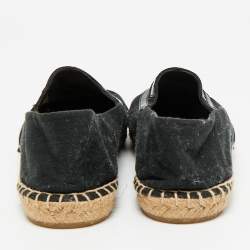 Pre Owned Tory Burch Black Canvas and Patent Leather Poppy Espadrille Flats Size 41