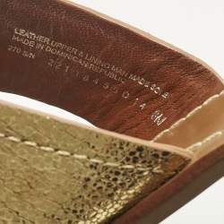 Pre Owned Tory Burch Gold Leather Louisa Thong Flat Sandals Size 38