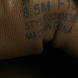 Pre Owned Tory Burch Beige/Gold Suede and Metallic Leather Perforated Logo Sneakers Size 38.5