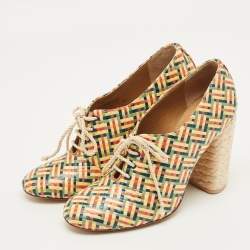 Pre Owned Tory Burch Fabienne Size 37.5 Multicolor Straw Booties