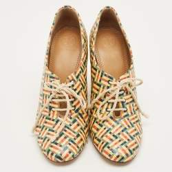 Pre Owned Tory Burch Fabienne Size 37.5 Multicolor Straw Booties