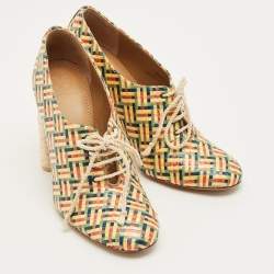 Pre Owned Tory Burch Fabienne Size 37.5 Multicolor Straw Booties