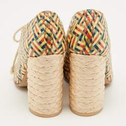 Pre Owned Tory Burch Fabienne Size 37.5 Multicolor Straw Booties