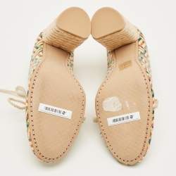 Pre Owned Tory Burch Fabienne Size 37.5 Multicolor Straw Booties