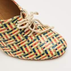 Pre Owned Tory Burch Fabienne Size 37.5 Multicolor Straw Booties