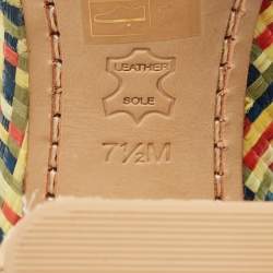 Pre Owned Tory Burch Fabienne Size 37.5 Multicolor Straw Booties