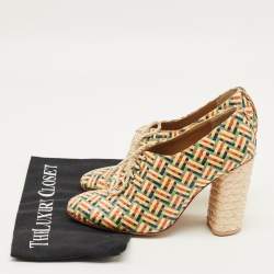 Pre Owned Tory Burch Fabienne Size 37.5 Multicolor Straw Booties