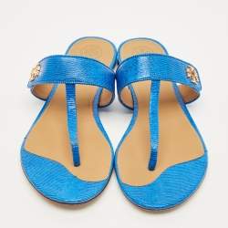 مملوكة مسبقًا صندل تو ري برش ميلر جلد ذهبي معدني بدون كعب مقاس 37