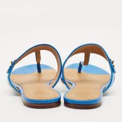 مملوكة مسبقًا صندل تو ري برش ميلر جلد ذهبي معدني بدون كعب مقاس 37