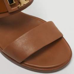 مملوكة مسبقًا Tory Burch Gigi Size 36 Brown Leather Block Heel Ankle Strap Sandals