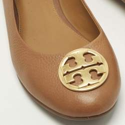 Pre Owned Tory Burch Chelsea Size 38.5 Brown Leather Ballet Flats