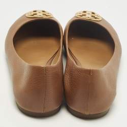 Pre Owned Tory Burch Chelsea Size 38.5 Brown Leather Ballet Flats