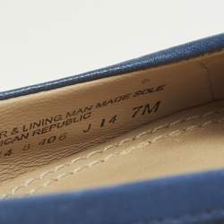 Pre Owned Tory Burch Lowell Size 37 Navy Blue Leather Ballet Flats