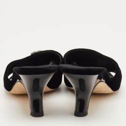 Pre Owned Tory Burch Size 39 Black Crystal Embellished Velvet Mules
