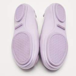 Pre Owned Tory Burch Minnie Size 37 Purple Patent Leather Scrunch Ballet Flats