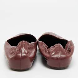 Pre Owned حذاء فلات باليه توري برش ريفا جلد خمري مقاس 38