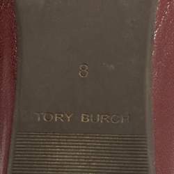 Pre Owned حذاء فلات باليه توري برش ريفا جلد خمري مقاس 38