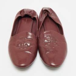 Pre Owned حذاء فلات باليه توري برش ريفا جلد خمري مقاس 38