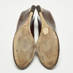 مملوكة مسبقًا حذاء كعب عالي توري برش جلد خمري كعب روكي مقاس 40