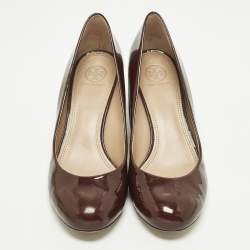 مملوكة مسبقًا حذاء كعب عالي توري برش جلد خمري كعب روكي مقاس 40