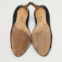 مملوكة مسبقًا حذاء كعب عالي توري بورش إلينور سويد مقصوص بالليزر أسود مقدمة مفتوحة كعب 90 مم مقاس 40