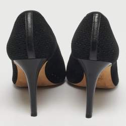 مملوكة مسبقًا حذاء كعب عالي توري بورش إلينور سويد مقصوص بالليزر أسود مقدمة مفتوحة كعب 90 مم مقاس 40