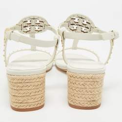 مملوكة مسبقًا صندل توري برش جيجي كعب عريض جلد بني بحزام للكاحل مقاس 36