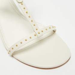 مملوكة مسبقًا صندل توري برش جيجي كعب عريض جلد بني بحزام للكاحل مقاس 36