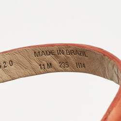 مملوكة مسبقًا صندل كعب روكي توري برش ديزي برتقالي مفرغ جلد مقاس 41.5