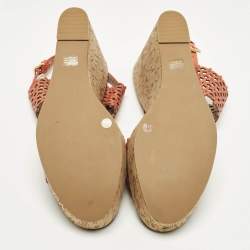 مملوكة مسبقًا صندل كعب روكي توري برش ديزي برتقالي مفرغ جلد مقاس 41.5