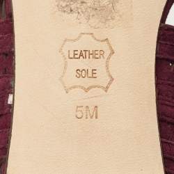 Pre Owned حذاء فلات باليه تورى برش مقدمة مدببة قصه ليزر ليلى سويدى أسود مقاس 37.5