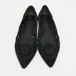 مملوكة مسبقًا حذاء فلات باليه تورى برش مقدمة مدببة قصه ليزر ليلى سويدى أسود مقاس 37.5