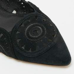 مملوكة مسبقًا حذاء فلات باليه تورى برش مقدمة مدببة قصه ليزر ليلى سويدى أسود مقاس 37.5