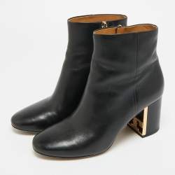 Pre Owned Tory Burch Gigi Size 38.5 Black Leather Ankle Length Boots