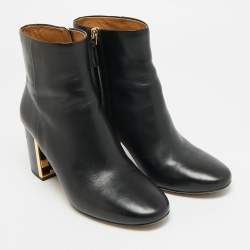 Pre Owned Tory Burch Gigi Size 38.5 Black Leather Ankle Length Boots