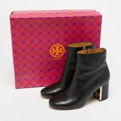 Pre Owned Tory Burch Gigi Size 38.5 Black Leather Ankle Length Boots