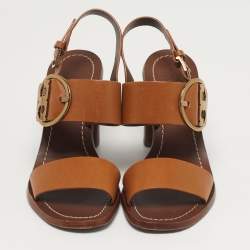 مملوكة مسبقًا صندل توري برش ثامز بكلة جلد بني مقاس مدينة 38 بحزام خلفي