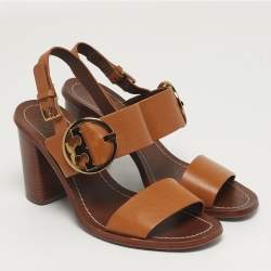 مملوكة مسبقًا صندل توري برش ثامز بكلة جلد بني مقاس مدينة 38 بحزام خلفي