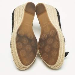 Pre Owned حذاء كعب عالي توري برش كعب روكي جلد لامع أسود مقاس 38