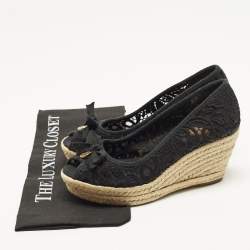 Pre Owned حذاء كعب عالي توري برش كعب روكي جلد لامع أسود مقاس 38