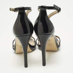 مملوكة مسبقًا صندل توري برش شيلي جلد برنيق أسود بحزام للكاحل مقاس 38.5