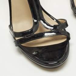  مملوكة مسبقًا صندل توري برش شيلي جلد برنيق أسود بحزام للكاحل مقاس 38.5