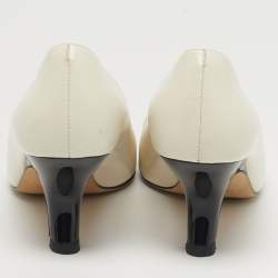 مملوكة مسبقًا حذاء كعب عالي توري برش إليانور جلد بيج كعب مربع مقاس 41