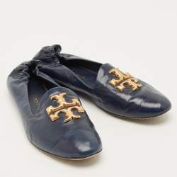 Pre Owned حذاء لوفرز توري برش جلد أزرق كحلي مقاس 37