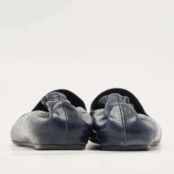 Pre Owned حذاء لوفرز توري برش جلد أزرق كحلي مقاس 37