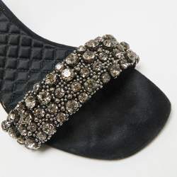 مملوكة مسبقًا Tory Burch Size 39.5 Black Suede Crystal Embellished Ankle Strap Sandals